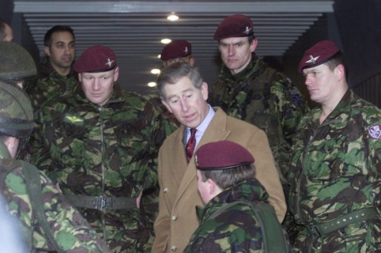 Prince Charles meeting members of 16 Air Assualt Brigade, Parachute Regiment, before their deployment to the Gulf CREDIT MOD 290103.jpeg