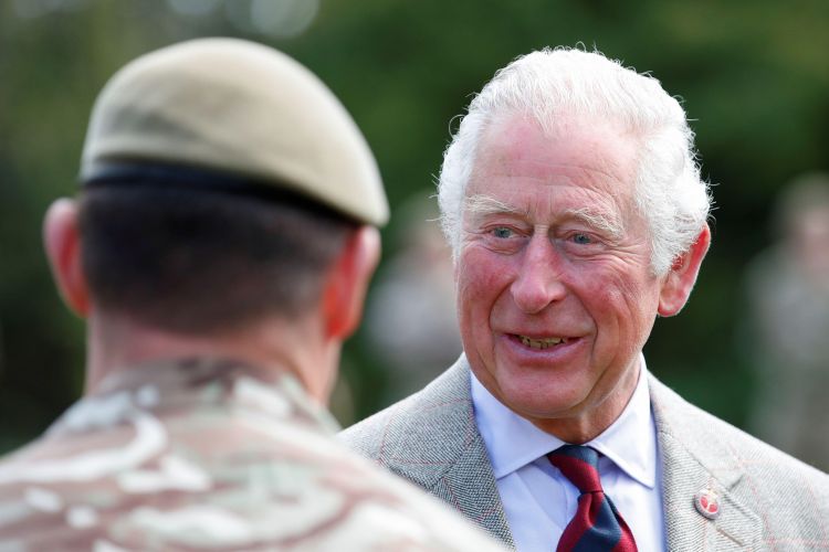 Prince Charles during his visit to the Welsh Guards at Combermere Barracks (Picture: PA Images/Alamy Stock Photo).