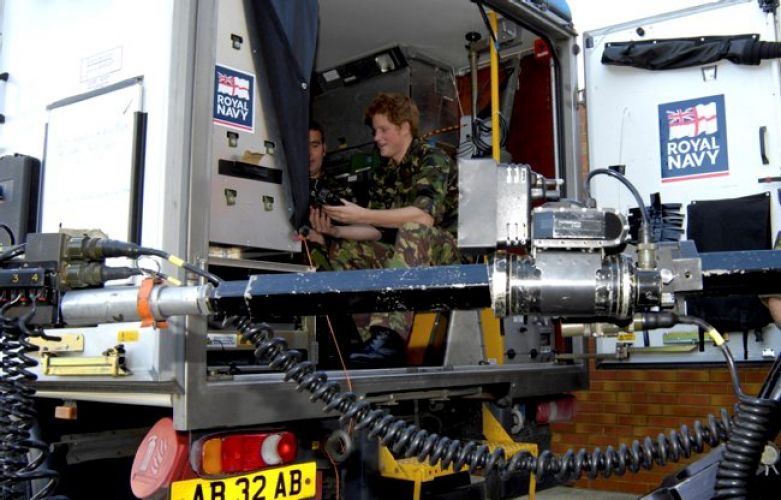 Prince Harry sitting in Royal Navy bomb disposal vehicle 311007 CREDIT MOD