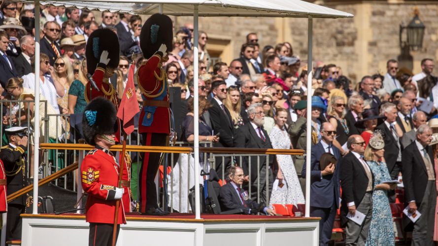Prince William was received on parade by the Irish Guards with a royal salute before he inspected their front line 17052022 CREDIT MOD Crown Copy.jpg