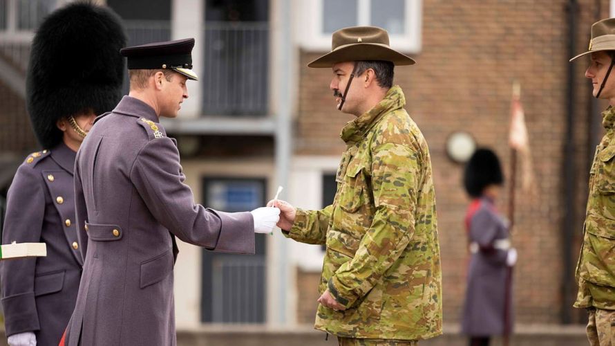 Prince of Wales presents members of the 5th Royal Australian Regiment (5RAR) of the Australian Army with handmade leeks 01032023 CREDIT MOD.jpg