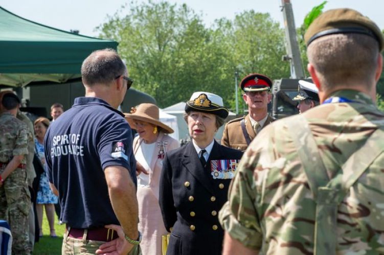 Princess Anne meeting personnel at Salisbury military village