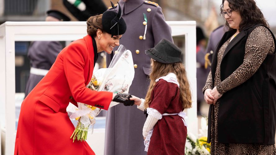 Princess of Wales is presented flowers during St. David’s Day parade 01032023 CREDIT MOD Crown Copyright.jpg 