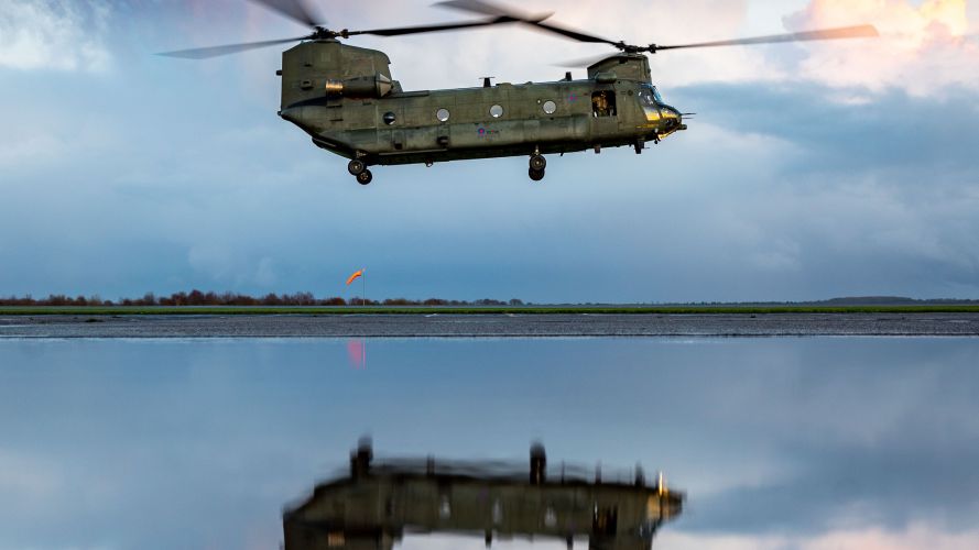 RAF Chinook performing load trials of F-35 Support Equipment RAF photographic comp 2021 15122020 Credit MOD.jpg