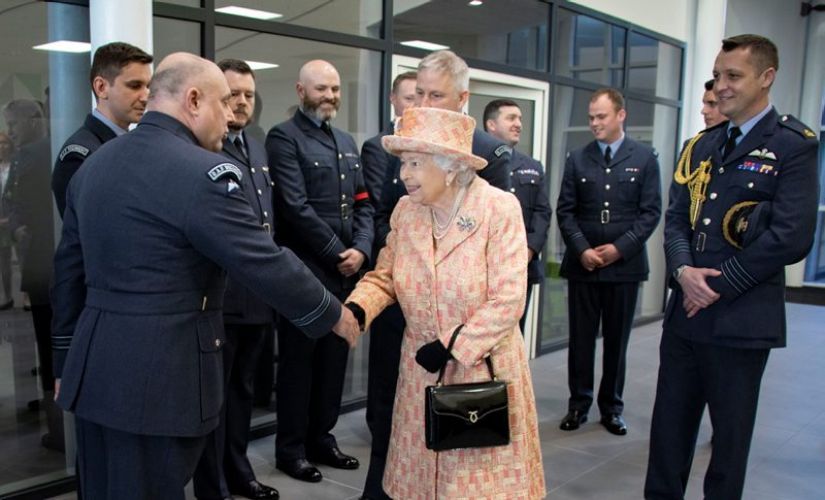RAF Marham personnel greet the Queen as she visits the base's Integrated Training Centre, February 2020 (Picture: MOD). RAF Marham personnel greet the Queen as she visits the base's Integrated Training Centre, February 2020 (Picture: MOD).