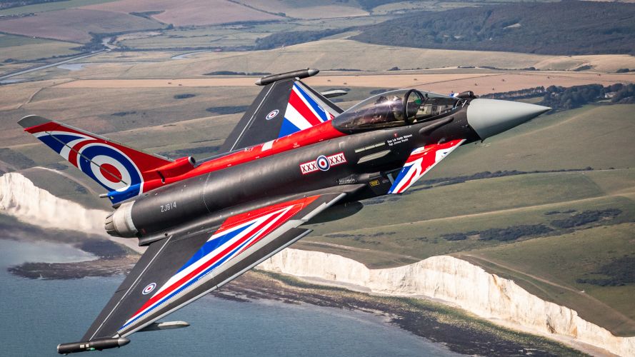 RAF Typhoon Display Team Battle of Britain Anniversary Flight Southern British Coastline 2 060921 CREDIT MOD