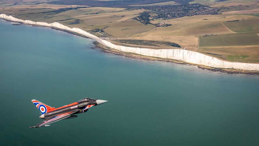 RAF Typhoon Display Team Battle of Britain Anniversary Flight Southern British Coastline 5 060921 CREDIT MOD