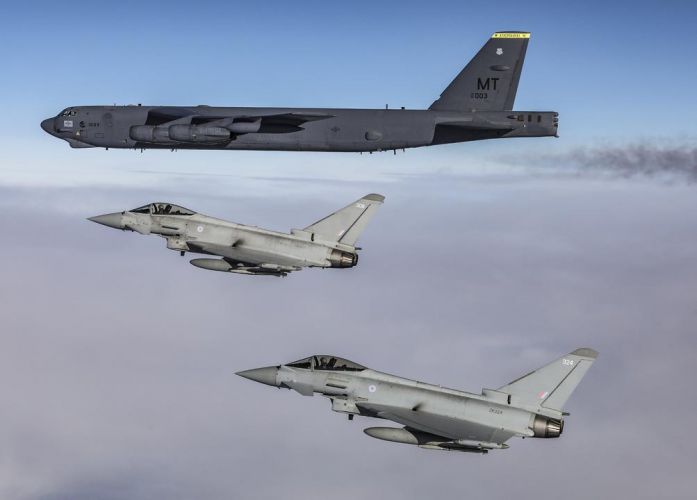 B-52 US Air Force bomber from the Bomber Task Force entering RAF Fairford (Picture: RAF).