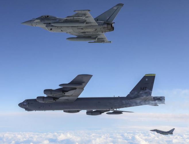 B-52 US Air Force bomber from the Bomber Task Force entering RAF Fairford (Picture: RAF).