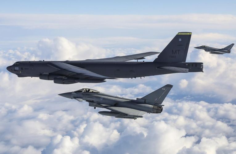B-52 US Air Force bomber from the Bomber Task Force entering RAF Fairford (Picture: RAF).