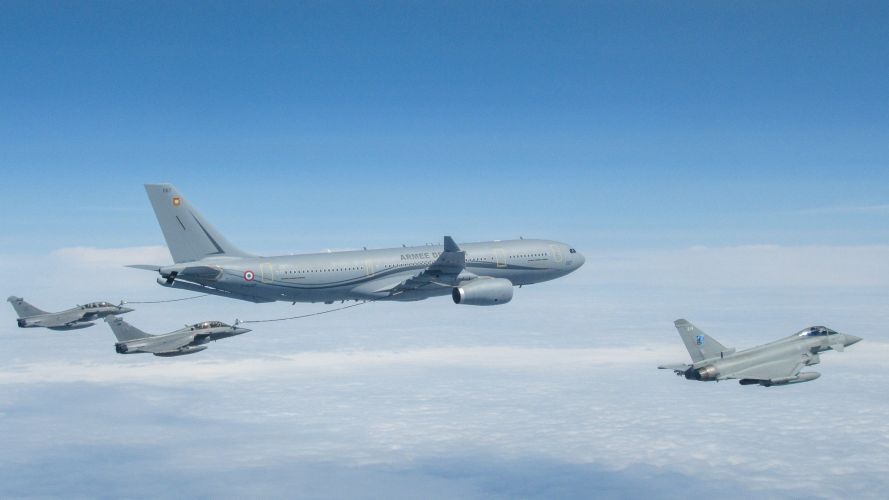 RAF Typhoons refuelling whilst deployed on Nato's Air Policing Mission