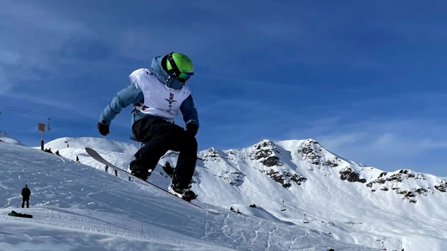 RAF competitor during Snowboard Slope Style event at Meribel Inter Services Championship 03022022 CREDIT BFBS.jpg