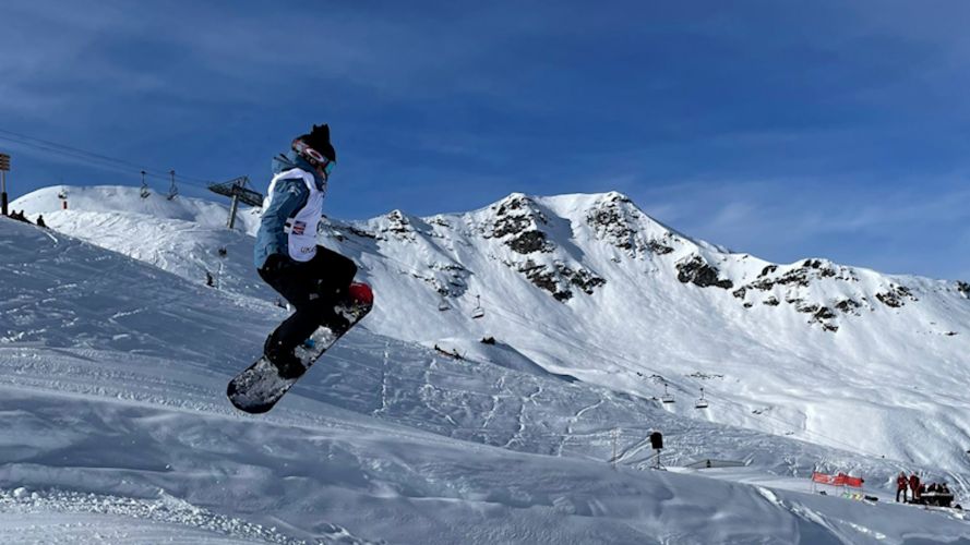 RAF competitor during the Snowboard Slope Style event at Meribel Inter Services Championship 03022022 CREDIT BFBS.jpg