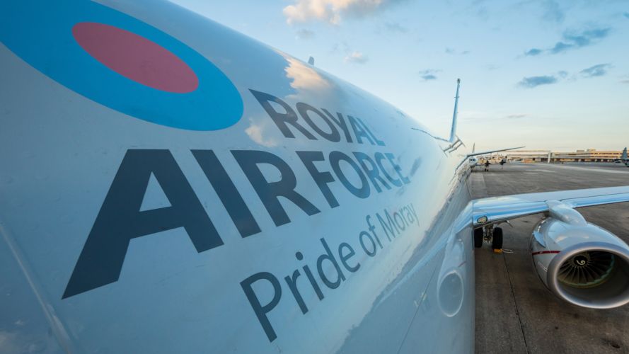 RAF new P-8A Poseidon aircraft Pride of Moray closeup at NAS Jacksonville (Picture: MOD).