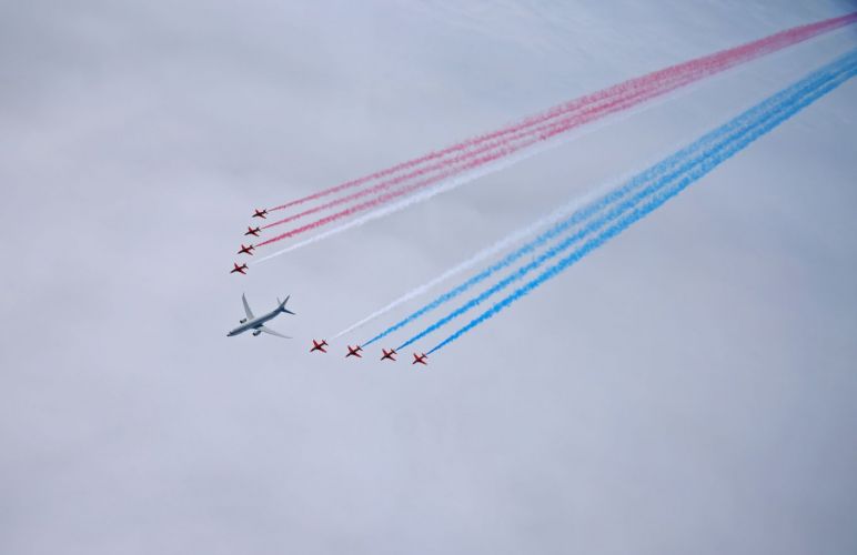 RAF new submarine-hunter aircraft first flight with Red Arrows over RAF Lossiemouth 20210721 CREDIT RAF.jpg