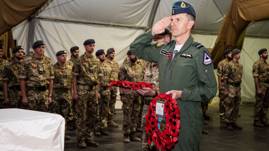 RAF personnel deployed on Exercise Magic Carpet at the Air Exercise area in Oman Remembrance day 11112021 Credit RAF.jpg