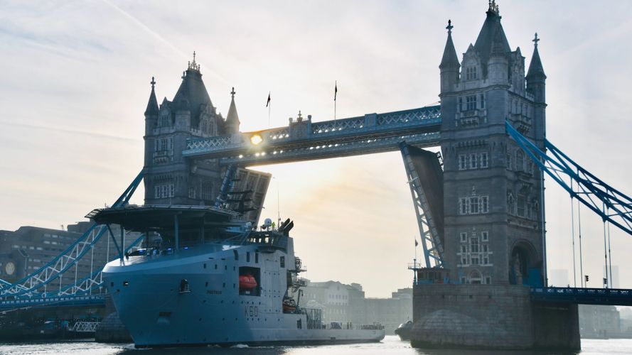 RFA Proteus in London sailing under Tower Bridge 12052024 CREDIT Amy Savage, AmzJS13 X