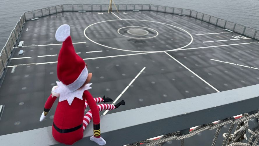 RFA Tiderace Elf is checking out if the Sleigh Deck is suitable for Santa 20122021 CREDIT RFA Tiderace Twitter.jpeg