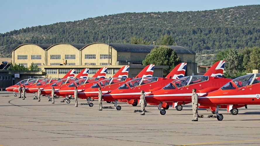 Red Arrow Engineers do a formal see off before the jets deploy to a training sortie edit 20052022 CREDIT MOD Crown Copyright.jpg