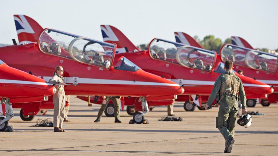 Red Arrow Engineers do formal see off before the jets deploy to a training sortie 20052022 CREDIT MOD Crown Copyright.jpg