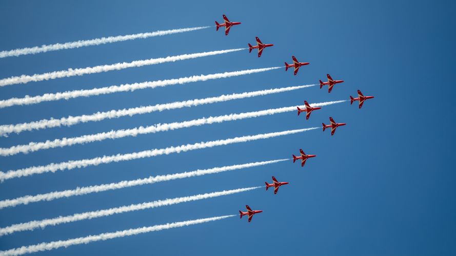 Red Arrows conducted a flypast over Episkopi Garrison before landing at RAF Akrotiri (Picture: MOD). Red Arrows conducted a flypast over Episkopi Garrison before landing at RAF Akrotiri 28092021 Credit MOD Crown Copyright.jpg