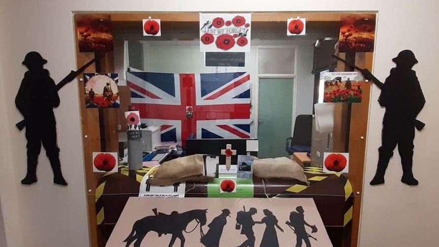 Remembrance display in the Atlantic Building at HMS Collingwood (Picture: Royal Navy).