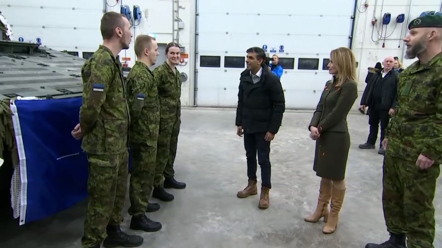 Rishi Sunak with his Estonian counterpart, Kaja Kallas meeting troops at Tapa base 20122022