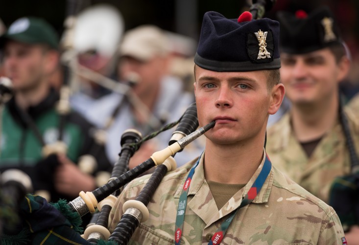  soldier from the Massed pipes and drums of the Royal Edinburgh Military Tattoo