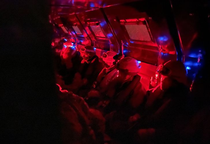 Royal Marine Commandos operating at night whilst deployed on NATO's Exercise Cold Response