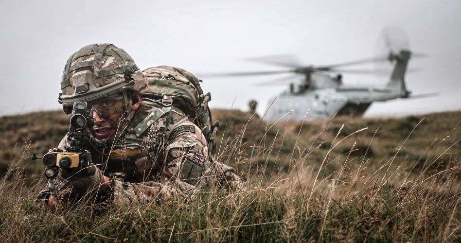 Royal Marines Commando during an exercise to rescue a stranded pilot during HMS Queen Elizabeth’s deployment Dan Shephard 02102020 CREDIT ROYAL NAVY