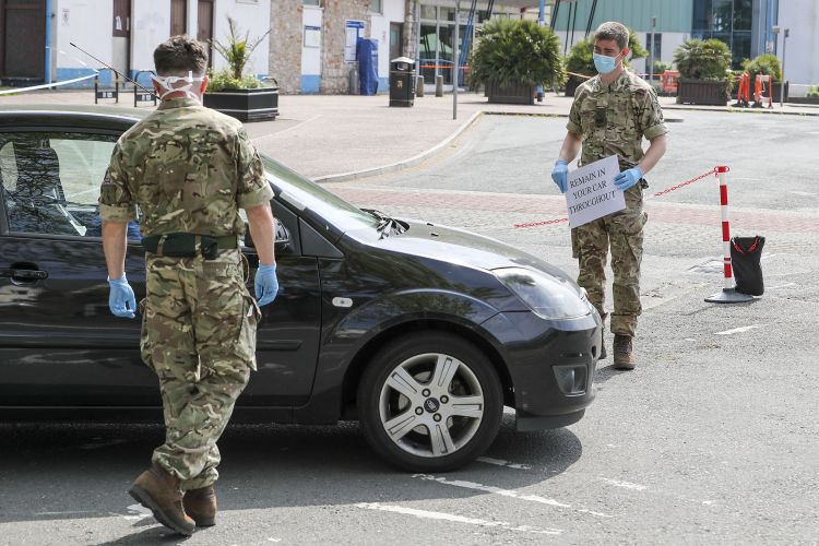 Royal Marines from 42 Commando at Torquay Coach Station conduct COVID19 Coronavirus testing pic 2 270420 CREDIT MOD