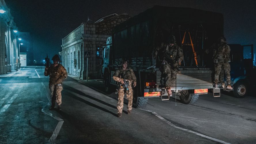 Royal Marines from 43 Commando Fleet Protection Group practised patrolling the streets of Gibraltar as part of Exercise Serpent Rock (Picture: Royal Navy).
