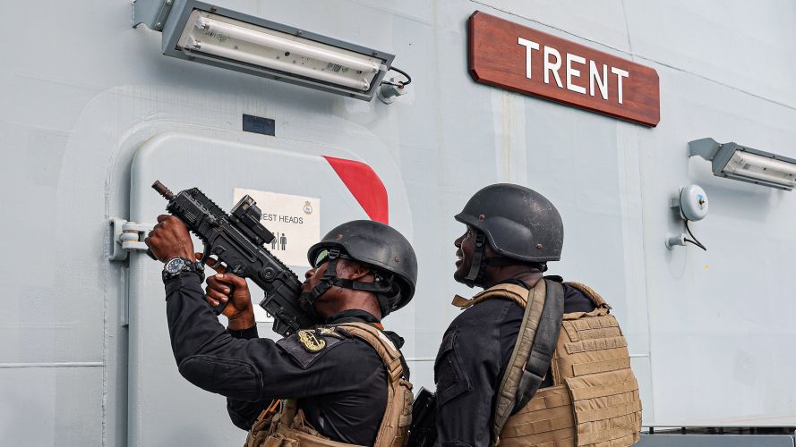 Royal Marines on board HMS Trent conducted boarding exercise with the Nigerian Forces as part of an Anti-Piracy exercise  29102021 CREDIT MOD.jpg