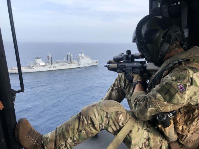 Royal Marines practise boarding drills with Carrier Strike Group (Picture: Royal Navy). Royal Marines onboard HMS Kent, CSG 5 2021 CREDIT ROYAL NAVY.jpg