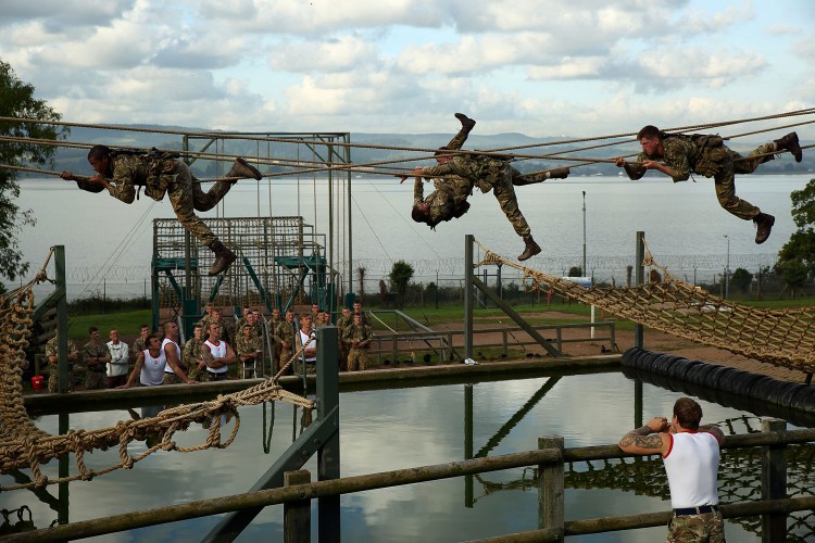 Royal Marines recruits training