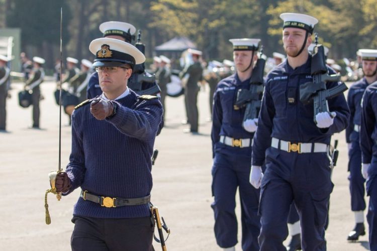 Royal Navy personnel march onto the parade square preparing for the Duke of Edinburgh's funeral (Picture: MOD).