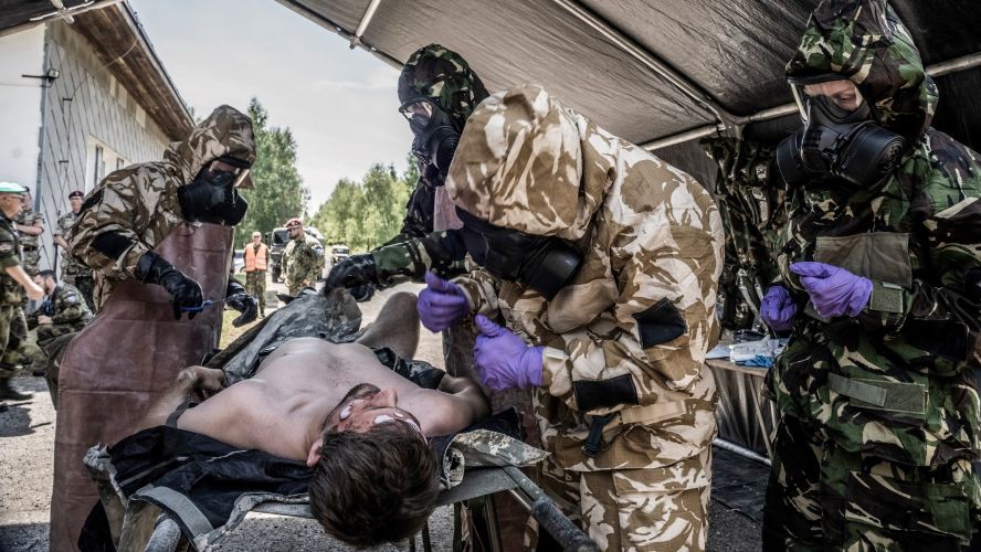 Royal Navy medics work in the decontamination area during Royal Navy NATO exercise 05082022 CREDIT Royal Navy.jpg
