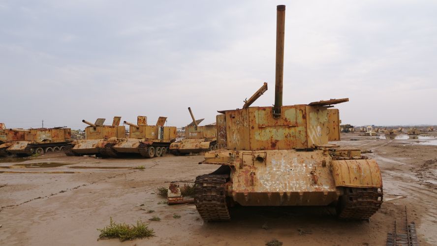Rusty tanks at Camp Taji.
