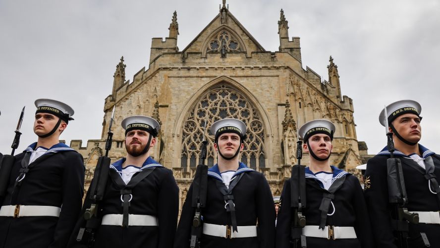 Sailors from destroyer HMS Defender marched through the city of Exeter 11022023 CREDIT Royal Navy