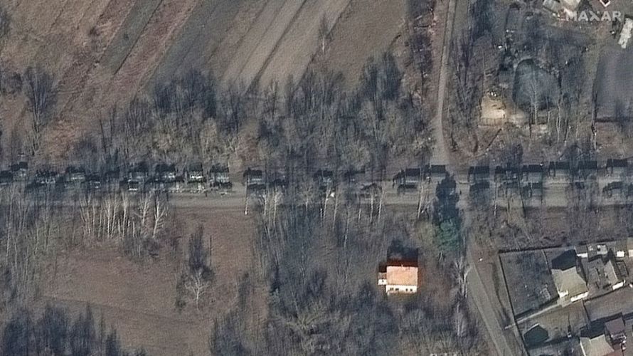 Satellite image appears to show Russian ground forces northeast of Ivankiv heading in the direction of Kyiv, Ukraine 27022022 CREDIT Maxar Technologies/Handout via REUTERS.jpg