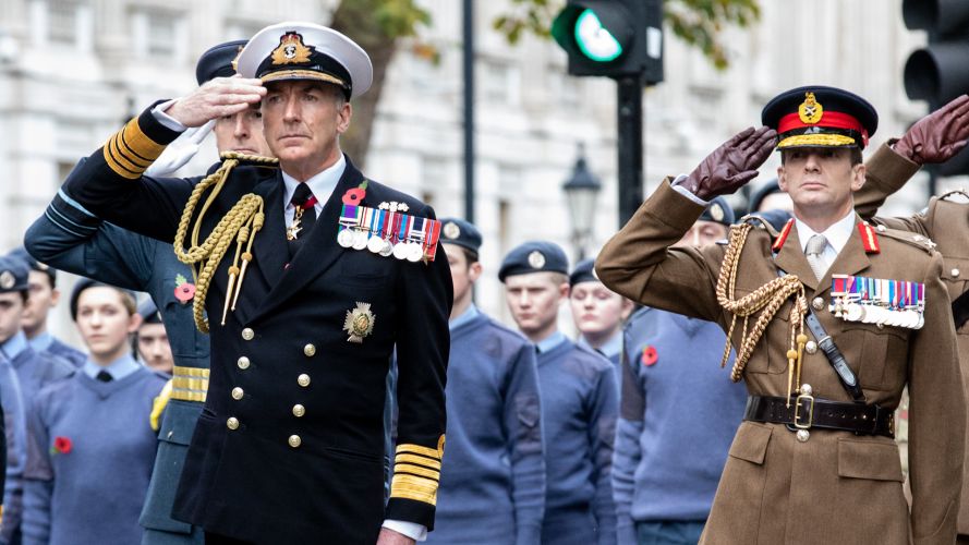 Senior military personnel salute at the Cenotaph (Picture: MOD).