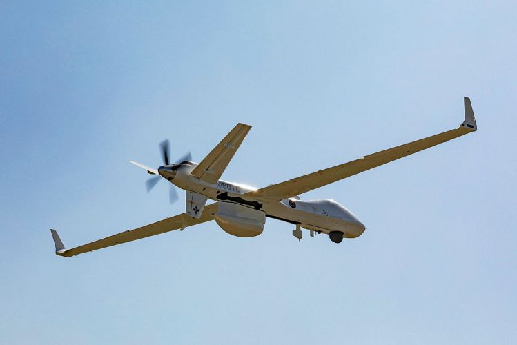 SkyGuardian Protector aircraft flying over RAF Waddington during a sortie 08092021 CREDIT MOD