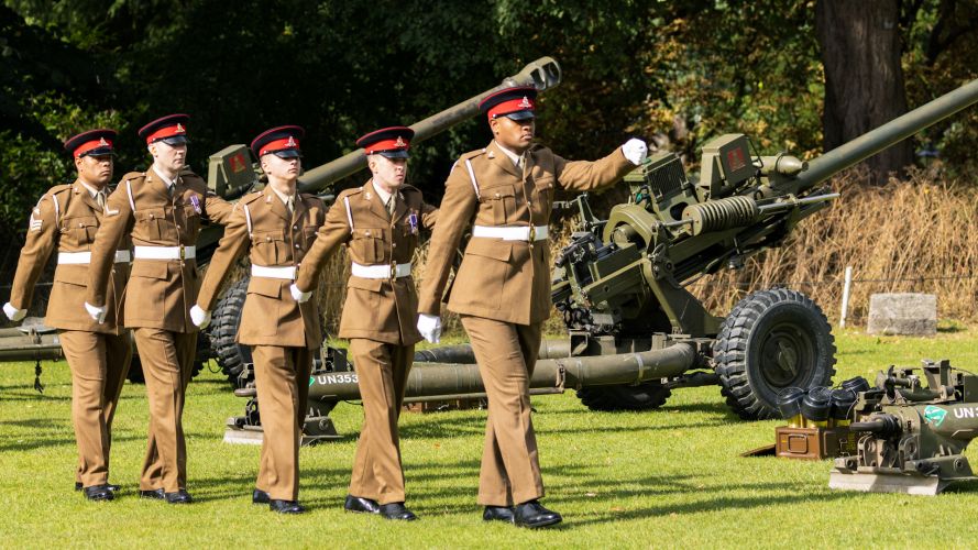 Soldiers of 4 Regiment Royal Artillery marked the proclamation of HM The King with a 21-round gun salute in York Museum Gardens (Picture: MOD).