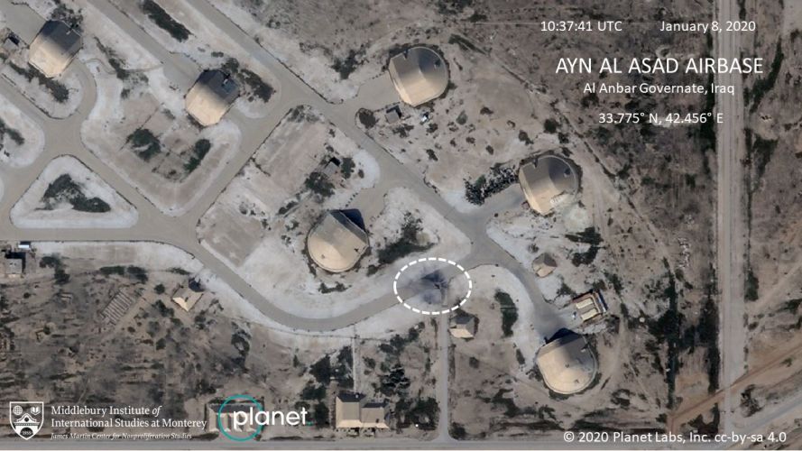 South east damage at Al Asad air base 160120 CREDIT PLANET LABS You must leave the Middlebury Institute of International Studies at Monterey.jpg 