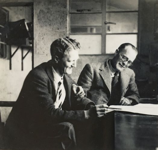 Staff of one of the main contractors responsible for helping construct RNAS Culdrose in their office 