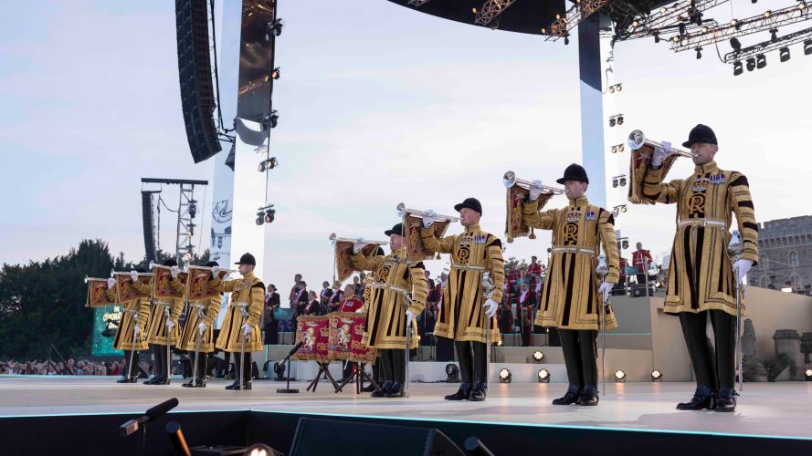 State Trumpeters Household Division Orchestra Kings Coronation Concert Windsor 070523 CREDIT MOD