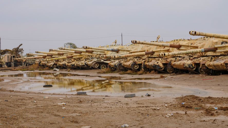 Tanks lined up at Camp Taji.
