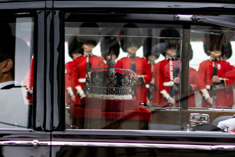 The Crown Regalia during the arrival at the Opening of State Parliment today