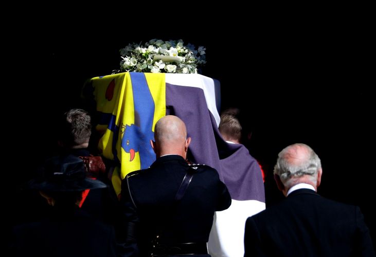 The coffin is carried in to St George's Chapel (Picture: Alamy). The coffin is carried into St George's Chapel (Picture: Alamy).