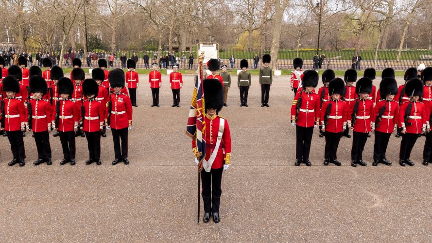 The Grenadier and Coldstream Guards during full ceremonial gear wearing Major General inspection 10032022 CREDIT MOD CROWN COPYRIGHT.jpg 